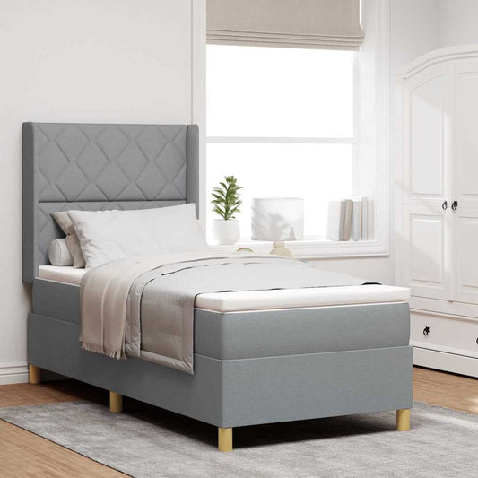 Letto a molle con testiera Grigio chiaro 100 x 200 cm Tessuto | homemem39
