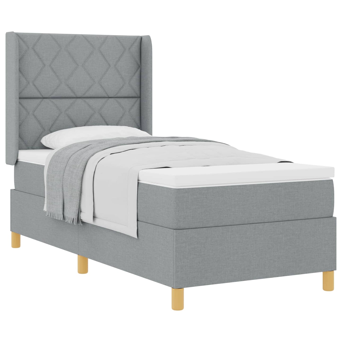 Letto a molle con testiera Grigio chiaro 100 x 200 cm Tessuto | homemem39
