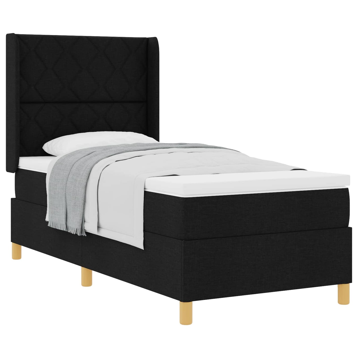 Letto a molle con testiera Nero 100 x 200 cm Tessuto | homemem39