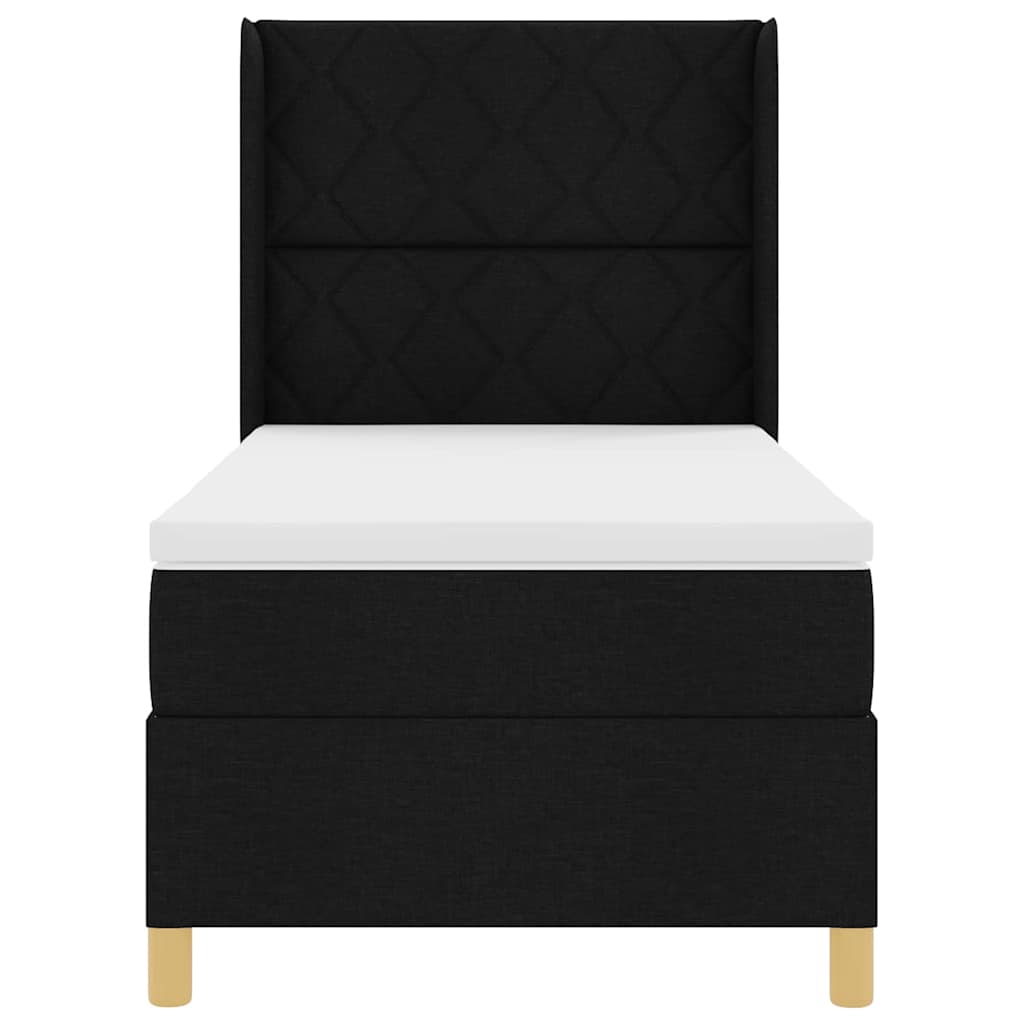 Letto a molle con testiera Nero 100 x 200 cm Tessuto | homemem39
