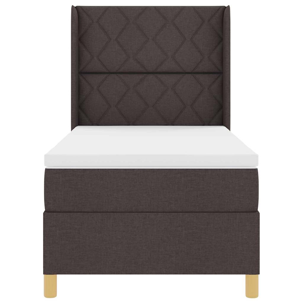 Letto a molle con testiera Marrone Scuro 100 x 200 cm Tessuto | homemem39
