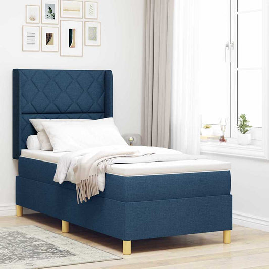 Letto a molle con testiera Blu 100 x 200 cm Tessuto | homemem39