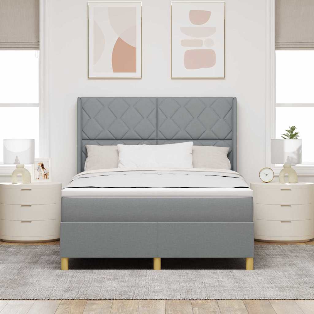 Letto a molle con testiera Grigio chiaro 140 x 190 cm Tessuto | homemem39
