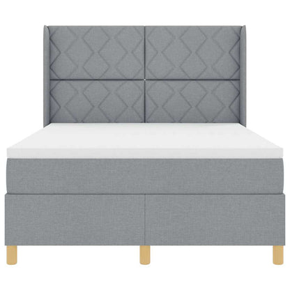 Letto a molle con testiera Grigio chiaro 140 x 190 cm Tessuto | homemem39