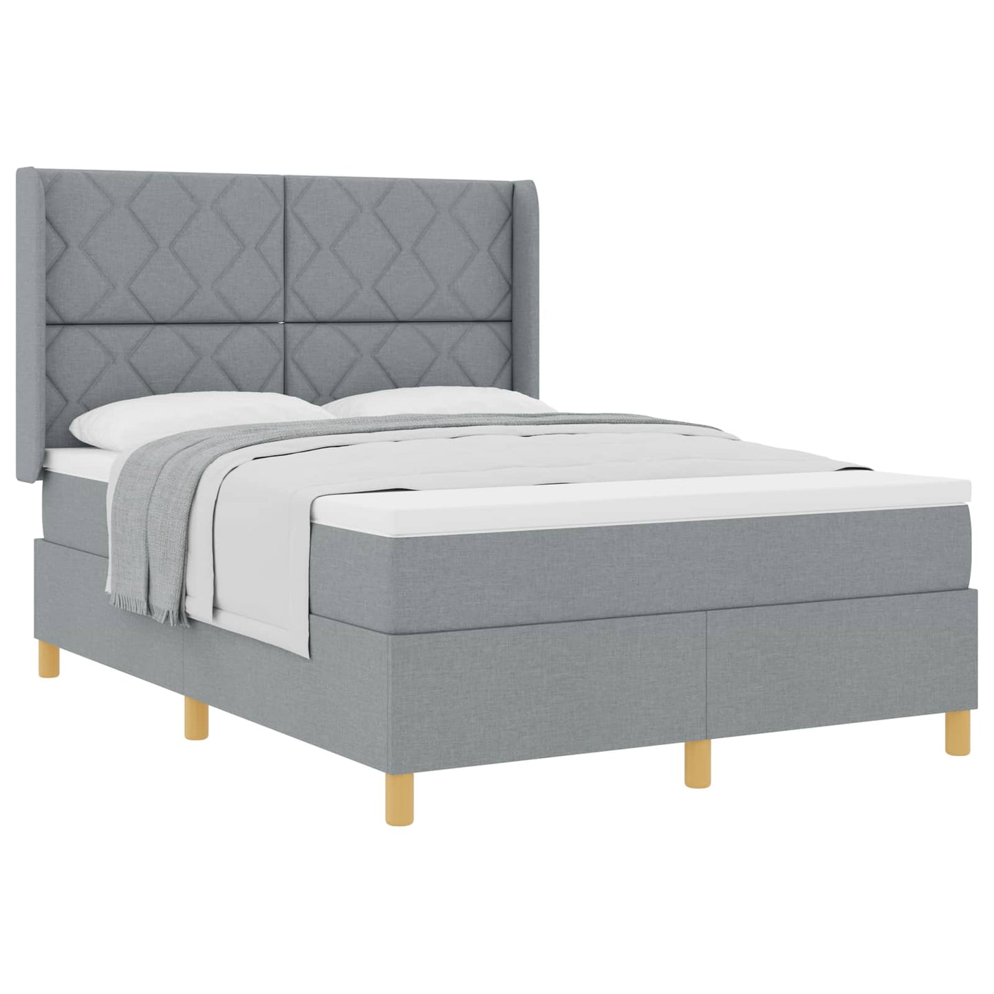 Letto a molle con testiera Grigio chiaro 140 x 200 cm Tessuto | homemem39