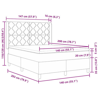 Letto a molle con testiera Grigio chiaro 140 x 200 cm Tessuto | homemem39