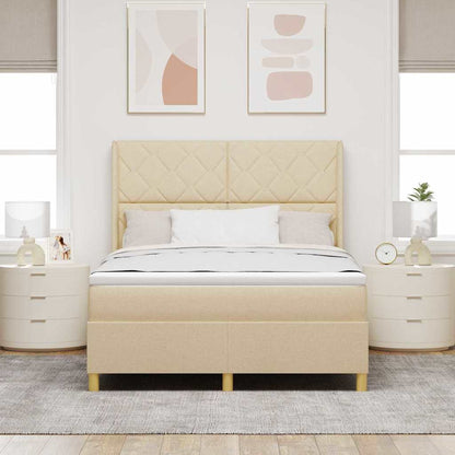Letto a molle con testiera Crema 140 x 200 cm Tessuto | homemem39