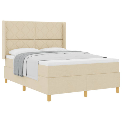 Letto a molle con testiera Crema 140 x 200 cm Tessuto