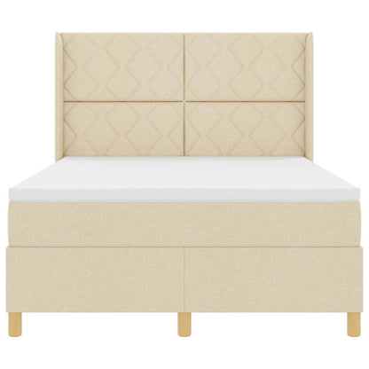 Letto a molle con testiera Crema 140 x 200 cm Tessuto | homemem39
