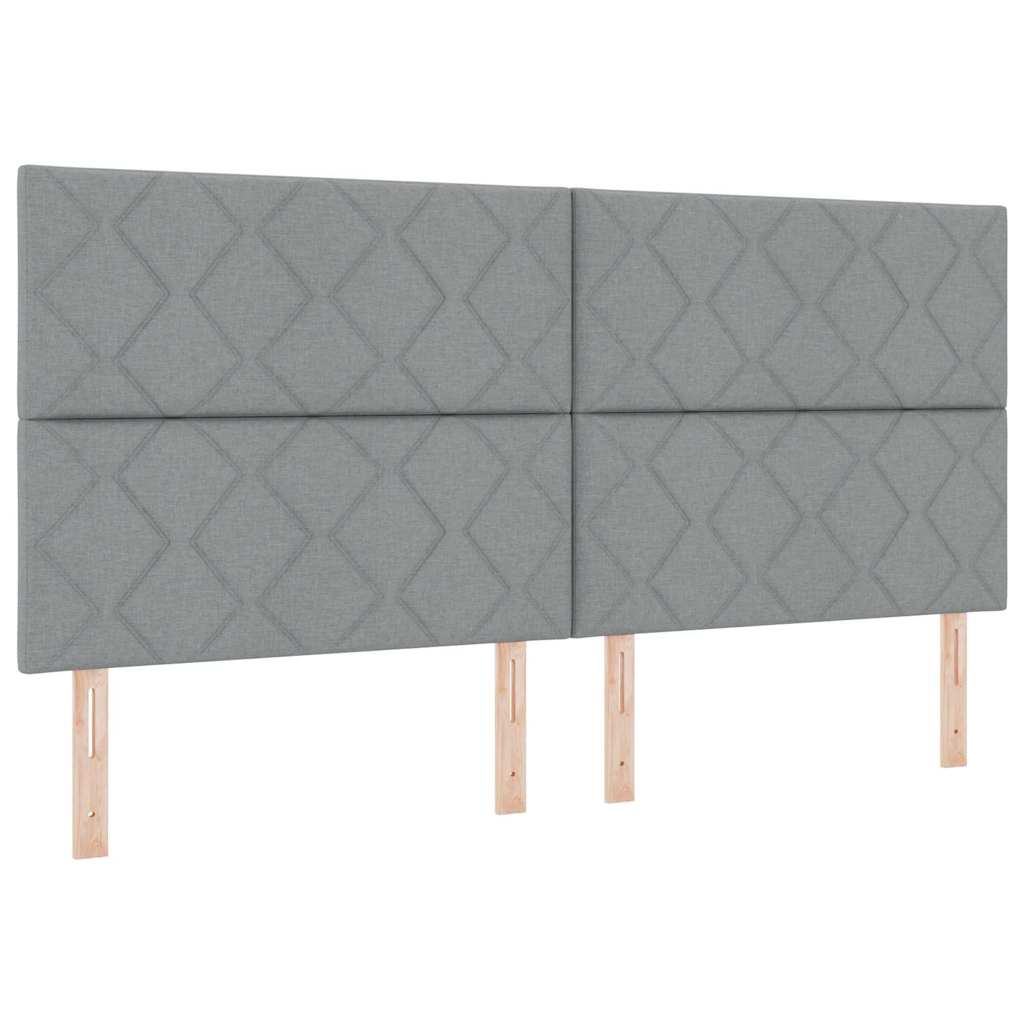 Letto a molle con testiera Grigio chiaro 200 x 200 cm Tessuto | homemem39