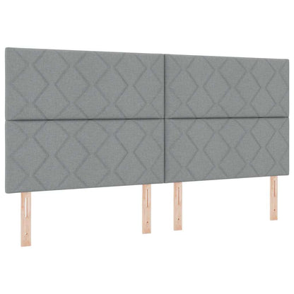 Letto a molle con testiera Grigio chiaro 200 x 200 cm Tessuto | homemem39