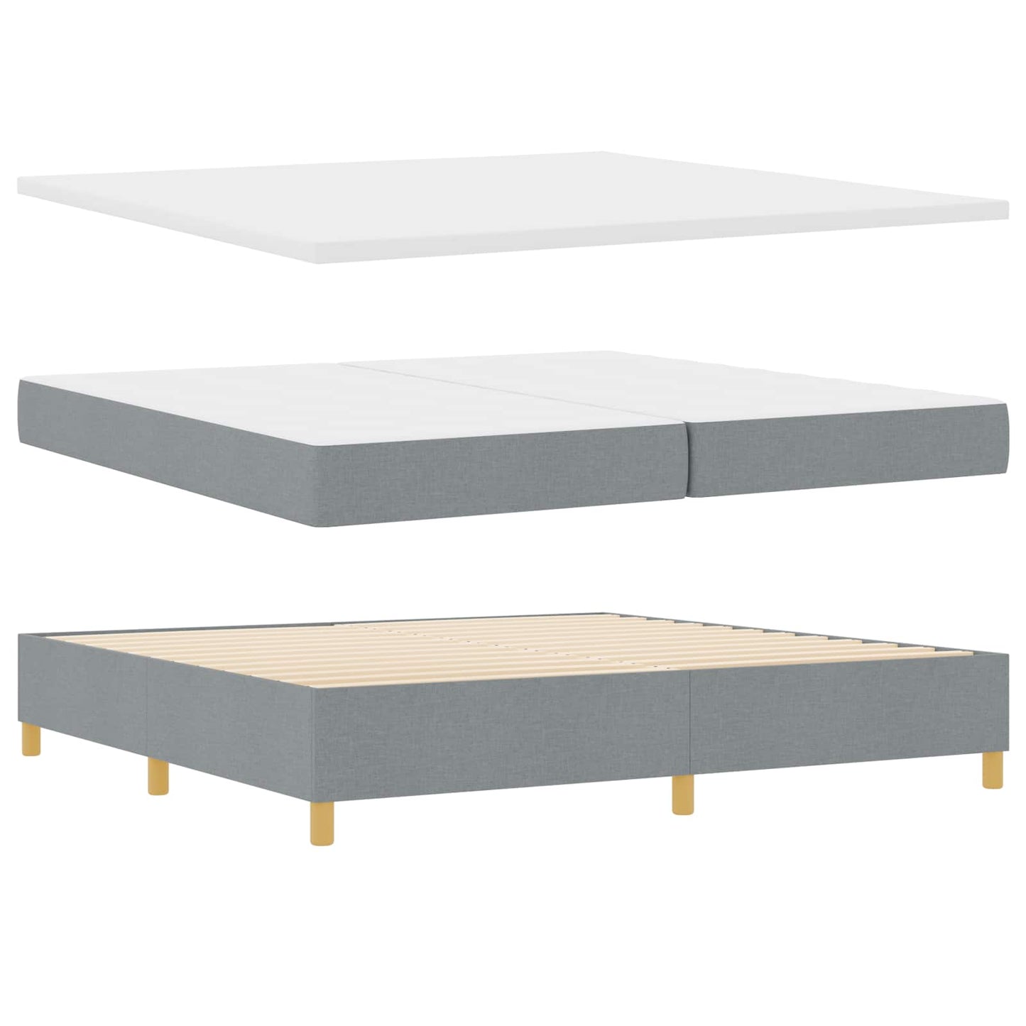 Letto a molle con testiera Grigio chiaro 200 x 200 cm Tessuto | homemem39