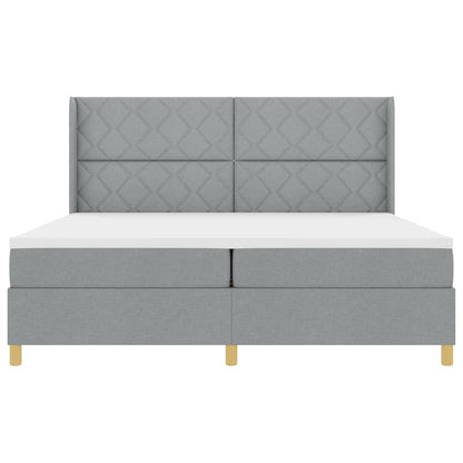 Letto a molle con testiera Grigio chiaro 200 x 200 cm Tessuto | homemem39