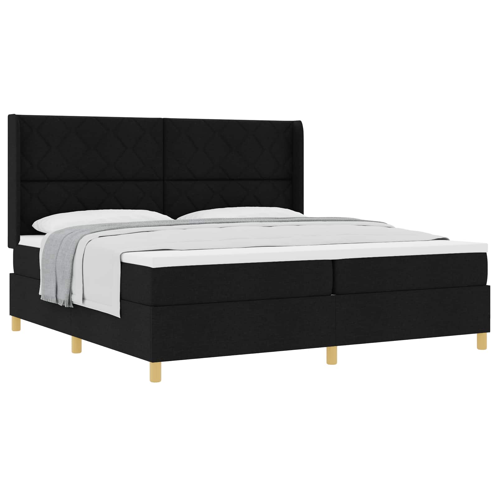 Letto a molle con testiera Nero 200 x 200 cm Tessuto | homemem39
