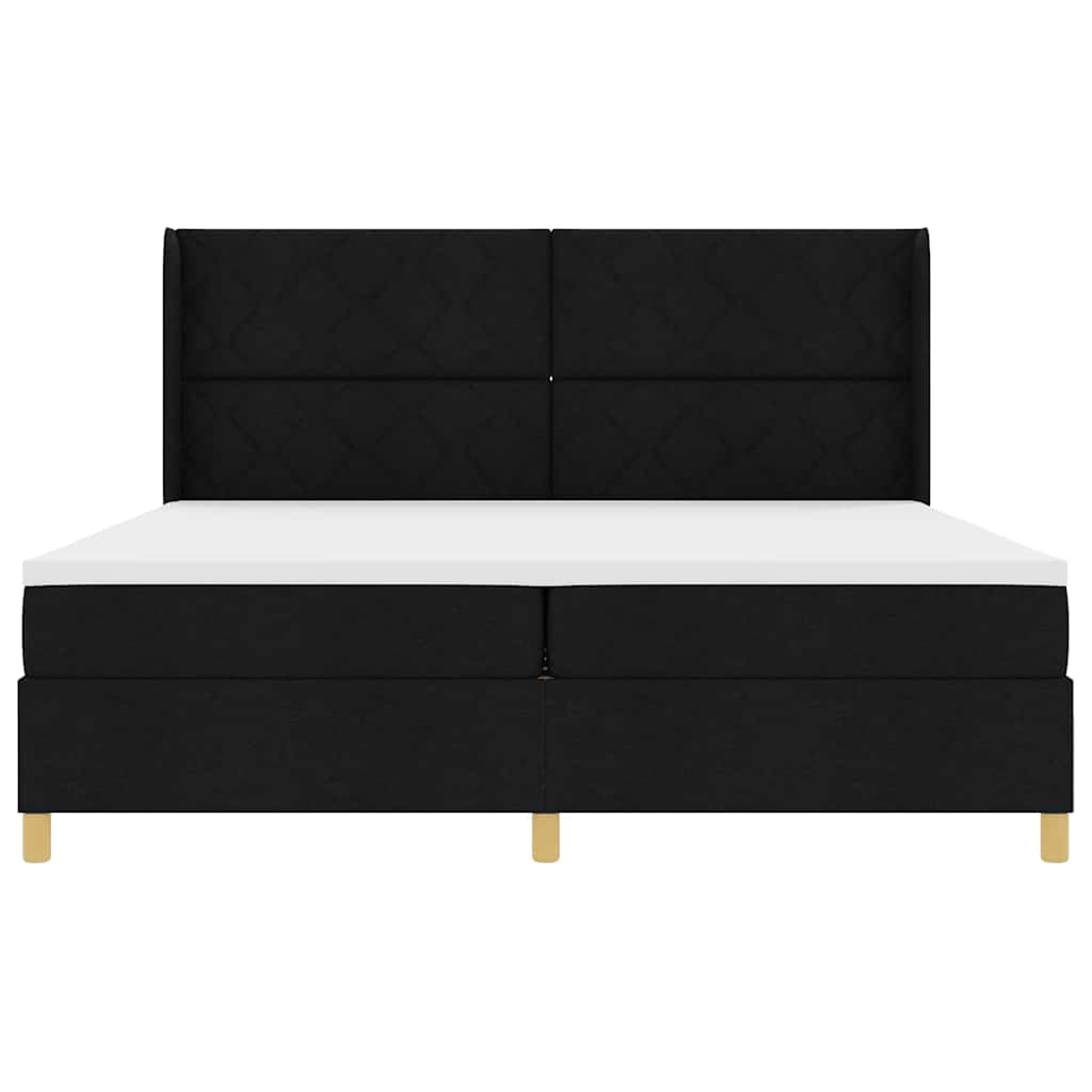 Letto a molle con testiera Nero 200 x 200 cm Tessuto | homemem39