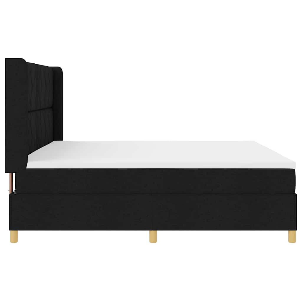 Letto a molle con testiera Nero 200 x 200 cm Tessuto | homemem39