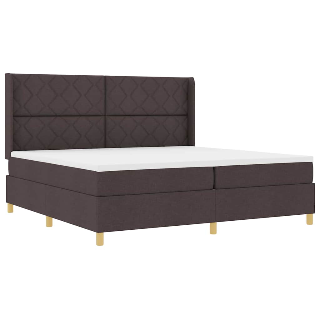 Letto a molle con testiera Marrone Scuro 200 x 200 cm Tessuto | homemem39