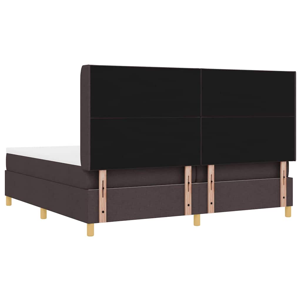 Letto a molle con testiera Marrone Scuro 200 x 200 cm Tessuto | homemem39