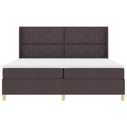 Letto a molle con testiera Marrone Scuro 200 x 200 cm Tessuto | homemem39