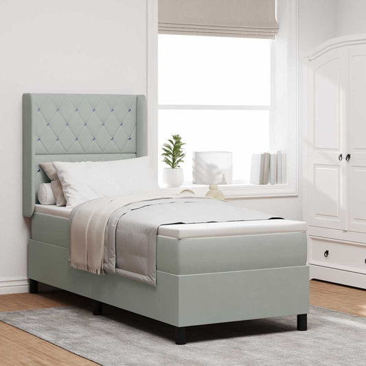 Letto a molle con materasso Grigio chiaro 80 x 200 cm Velluto | homemem39