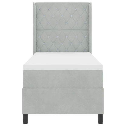 Letto a molle con materasso Grigio chiaro 80 x 200 cm Velluto