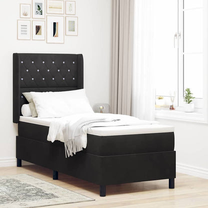 Letto a molle con materasso Nero 80 x 200 cm Velluto