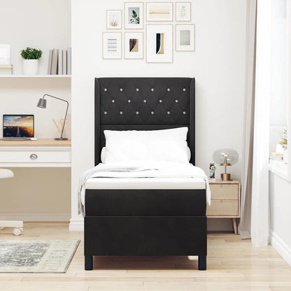 Letto a molle con materasso Nero 80 x 200 cm Velluto | homemem39