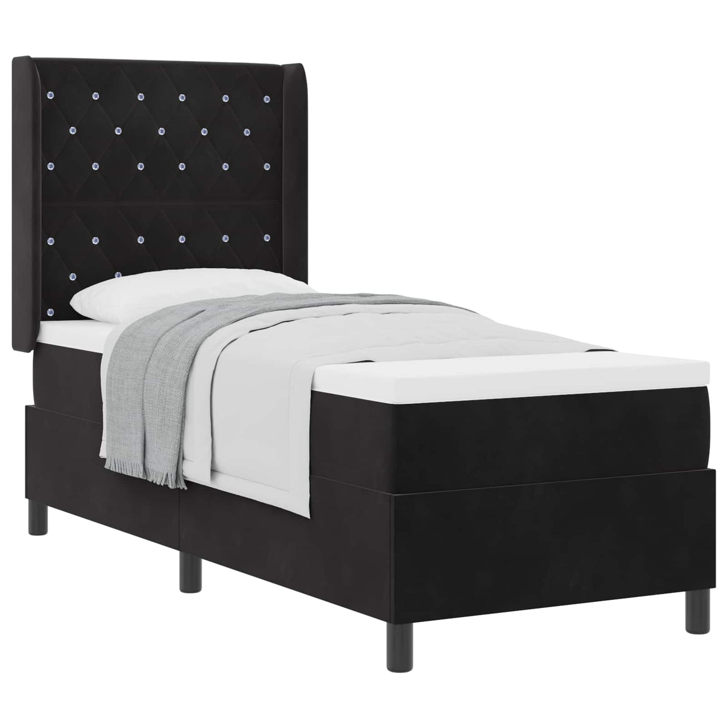 Letto a molle con materasso Nero 80 x 200 cm Velluto | homemem39