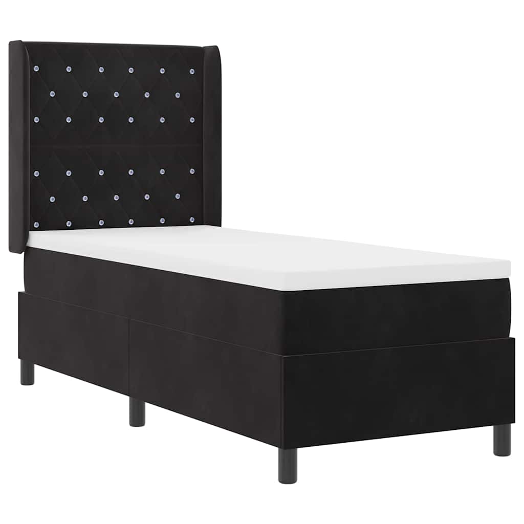 Letto a molle con materasso Nero 80 x 200 cm Velluto | homemem39
