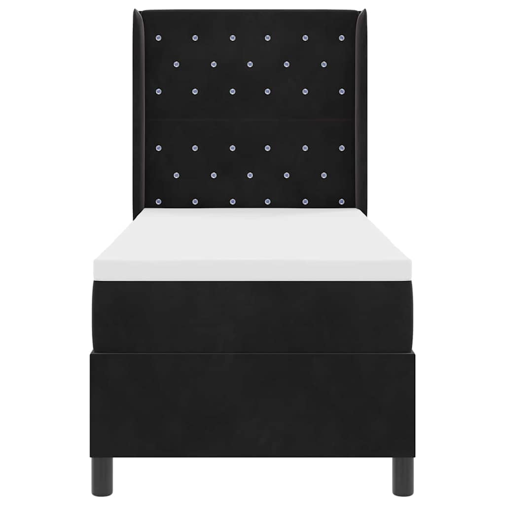 Letto a molle con materasso Nero 80 x 200 cm Velluto | homemem39