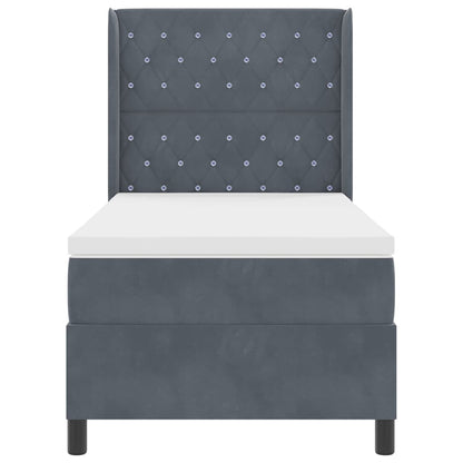 Letto a molle con materasso Grigio scuro 90 x 190 cm Velluto | homemem39