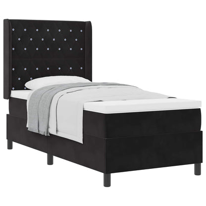 Letto a molle con materasso Nero 90 x 200 cm Velluto | homemem39