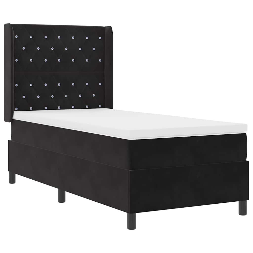 Letto a molle con materasso Nero 90 x 200 cm Velluto | homemem39