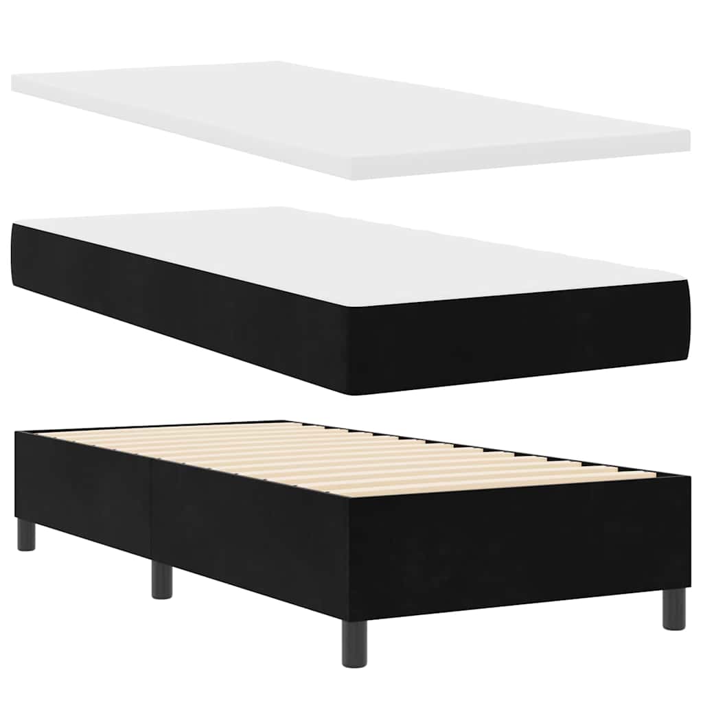 Letto a molle con materasso Nero 90 x 200 cm Velluto | homemem39