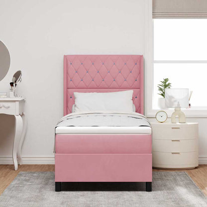 Letto a molle con materasso Rosa 100 x 200 cm Velluto | homemem39