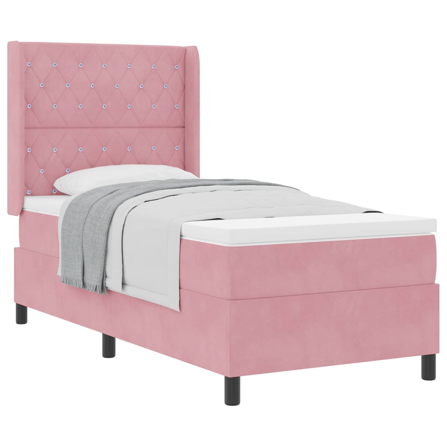 Letto a molle con materasso Rosa 100 x 200 cm Velluto | homemem39