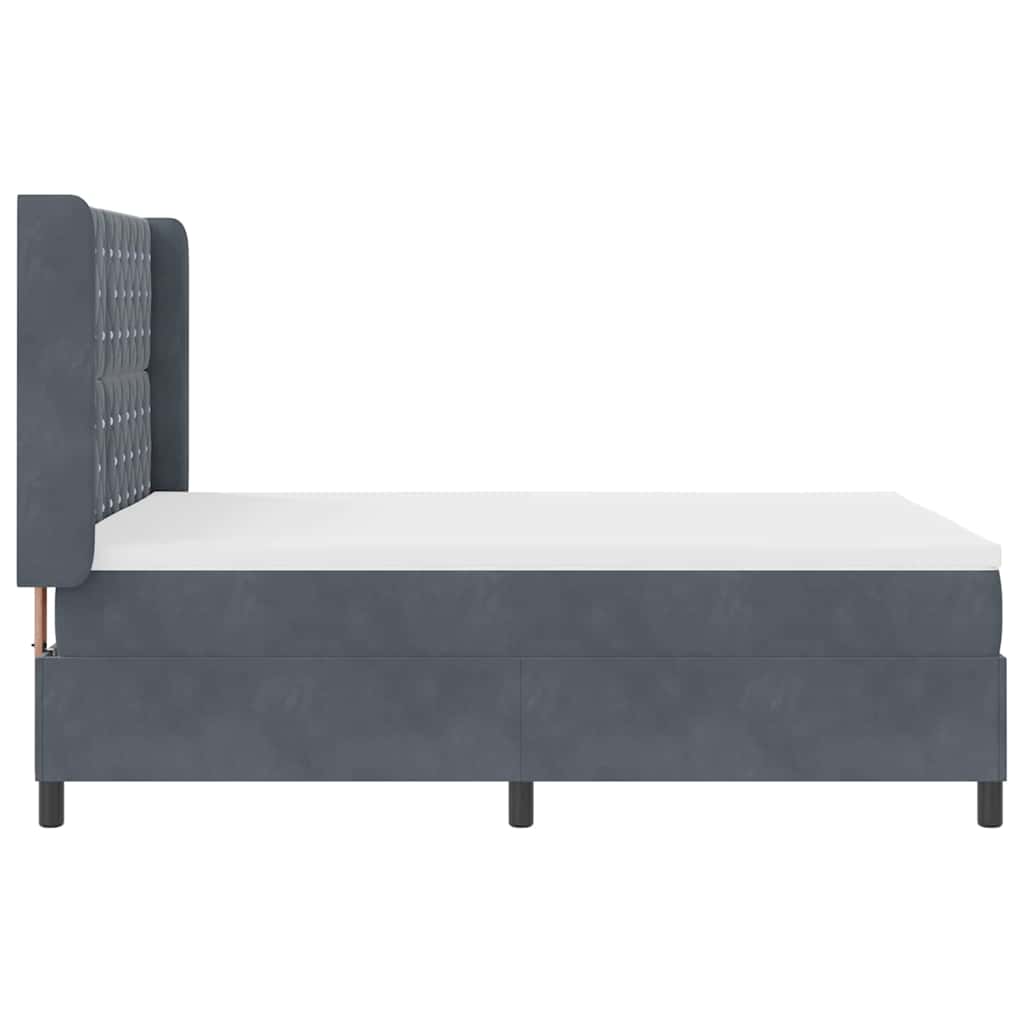Letto a molle con materasso Grigio scuro 140 x 190 cm Velluto