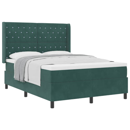 Letto a molle con materasso Verde Scuro 140 x 190 cm Velluto | homemem39