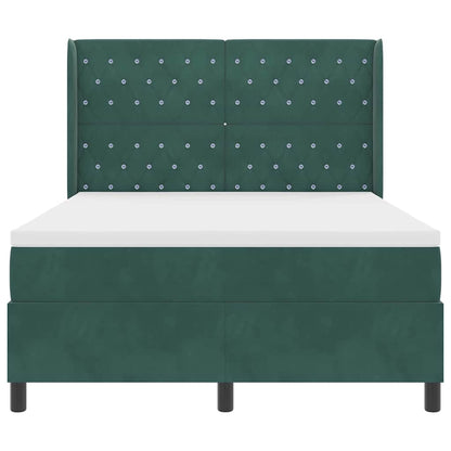 Letto a molle con materasso Verde Scuro 140 x 190 cm Velluto | homemem39