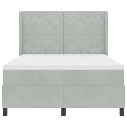 Letto a molle con materasso Grigio chiaro 140 x 200 cm Velluto