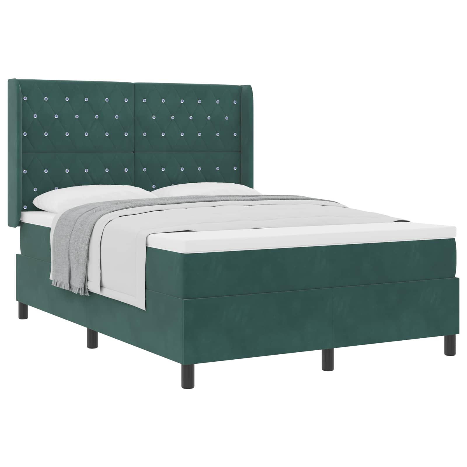 Letto a molle con materasso Verde Scuro 140 x 200 cm Velluto | homemem39
