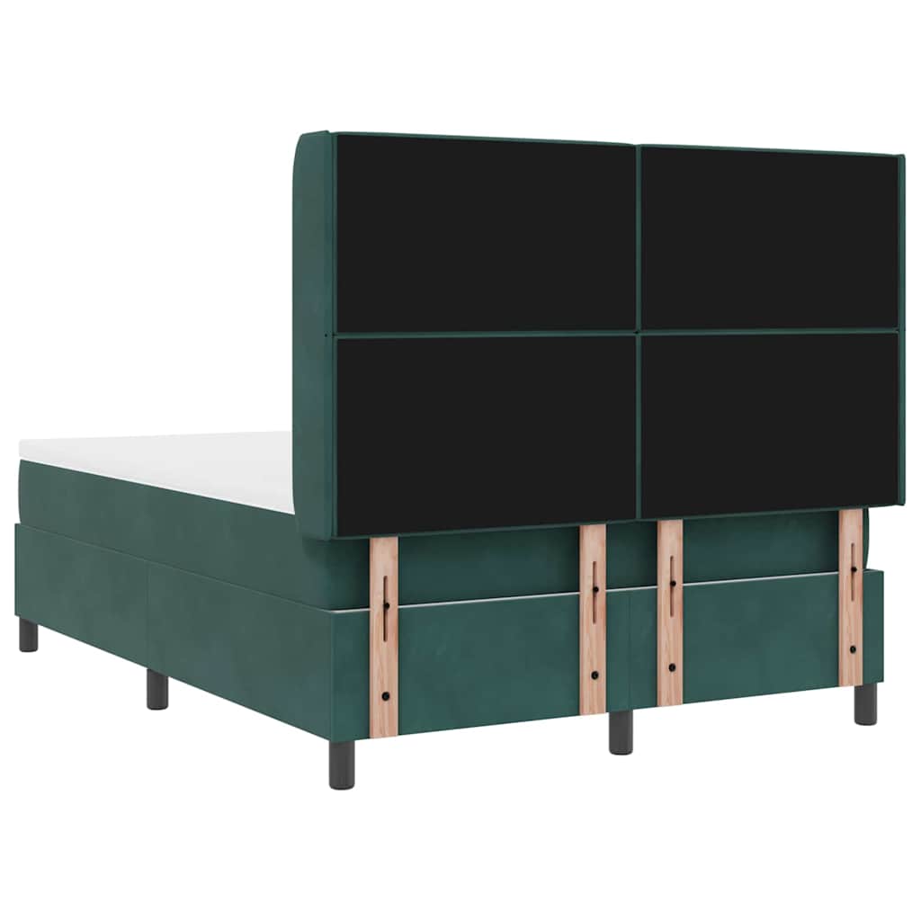 Letto a molle con materasso Verde Scuro 140 x 200 cm Velluto | homemem39