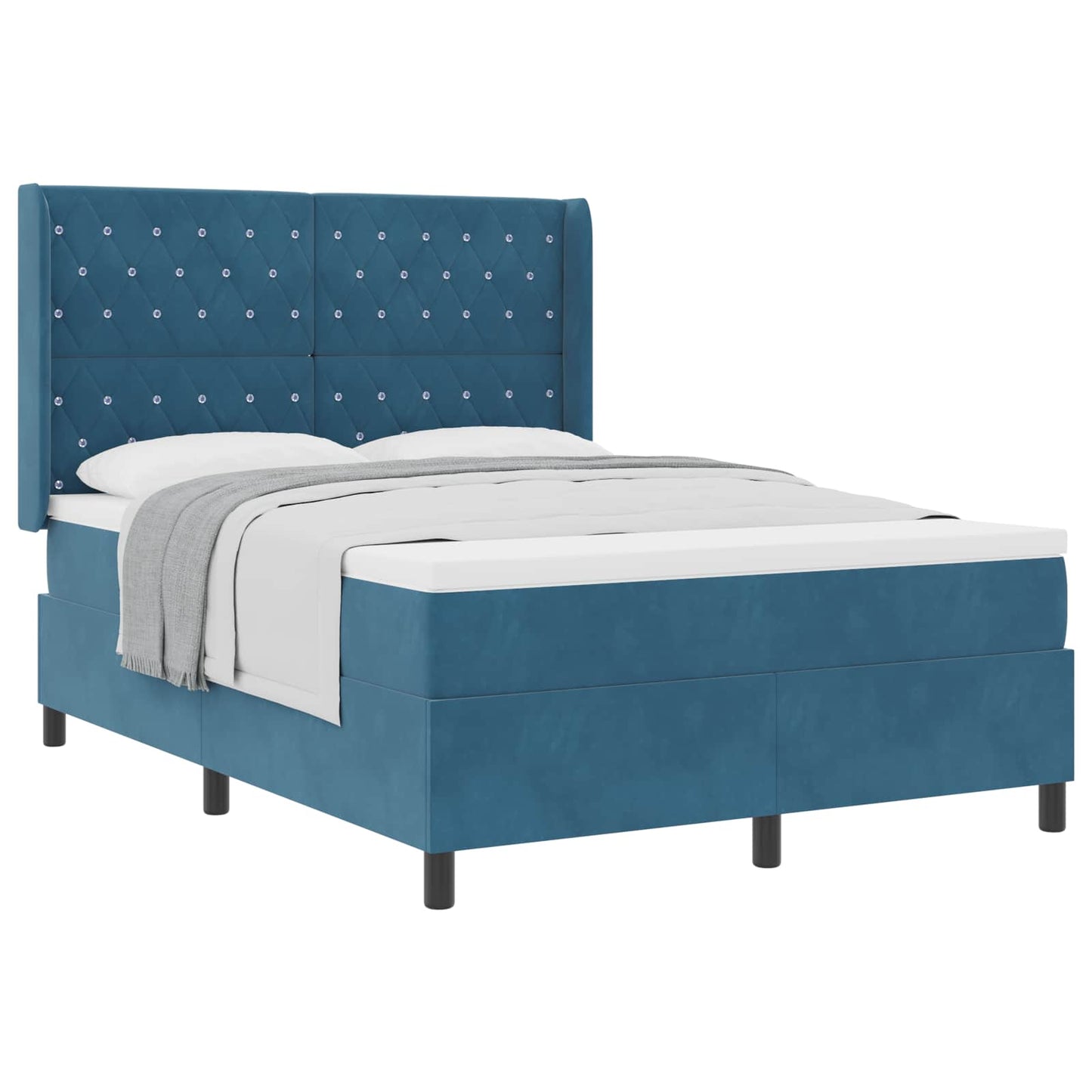 Letto a molle con materasso Blu 140 x 200 cm Velluto | homemem39