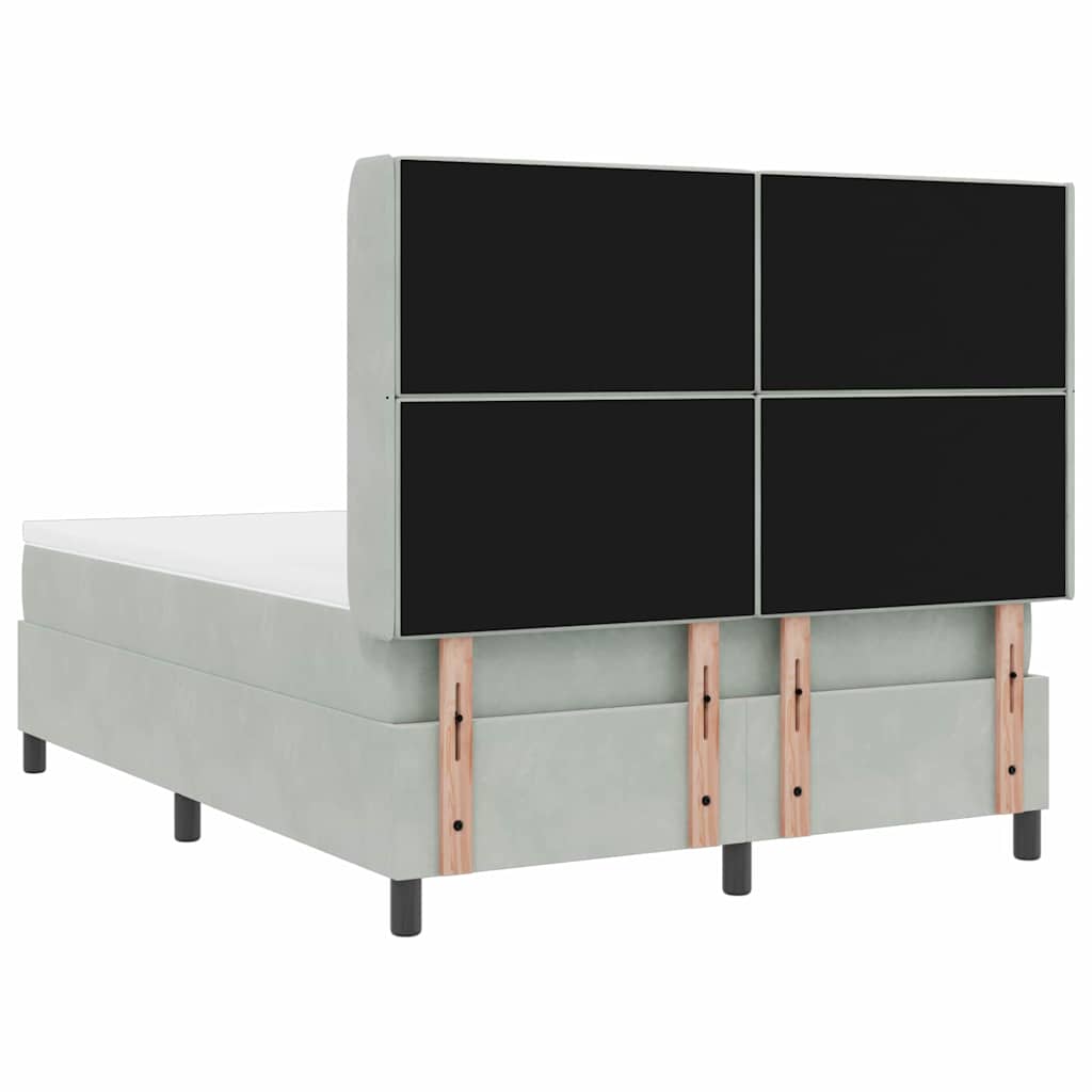 Letto a molle con materasso Grigio chiaro 160 x 200 cm Velluto | homemem39