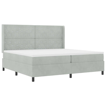 Letto a molle con materasso Grigio chiaro 200 x 200 cm Velluto | homemem39
