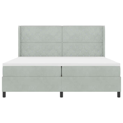Letto a molle con materasso Grigio chiaro 200 x 200 cm Velluto | homemem39