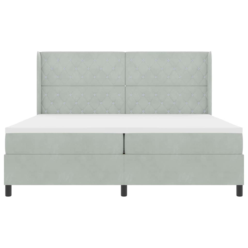 Letto a molle con materasso Grigio chiaro 200 x 200 cm Velluto