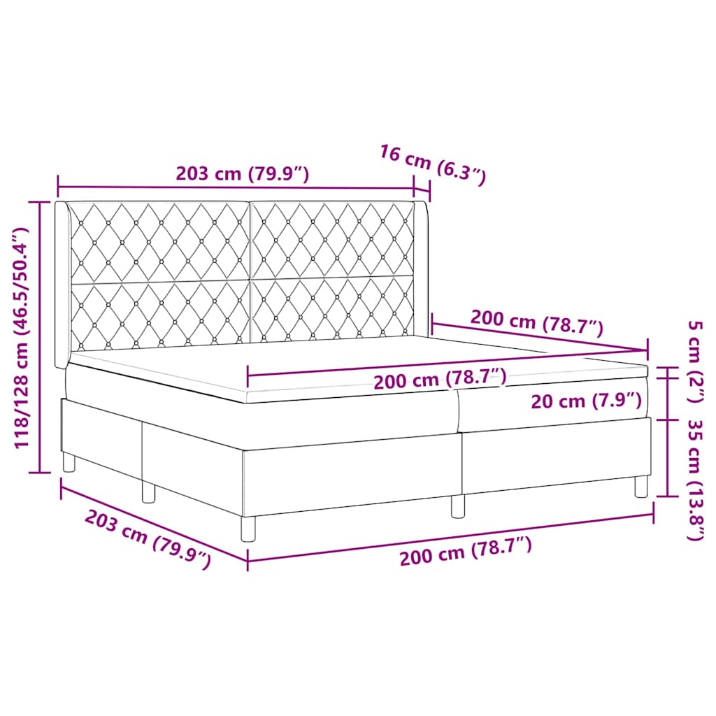 Letto a molle con materasso Grigio chiaro 200 x 200 cm Velluto | homemem39