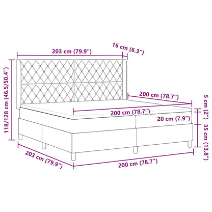 Letto a molle con materasso Grigio chiaro 200 x 200 cm Velluto | homemem39