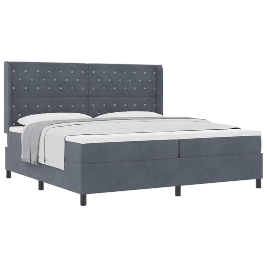 Letto a molle con materasso Grigio scuro 200 x 200 cm Velluto